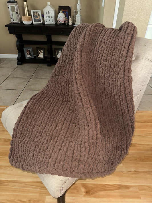 Taupe Brown Chunky Knit Blanket